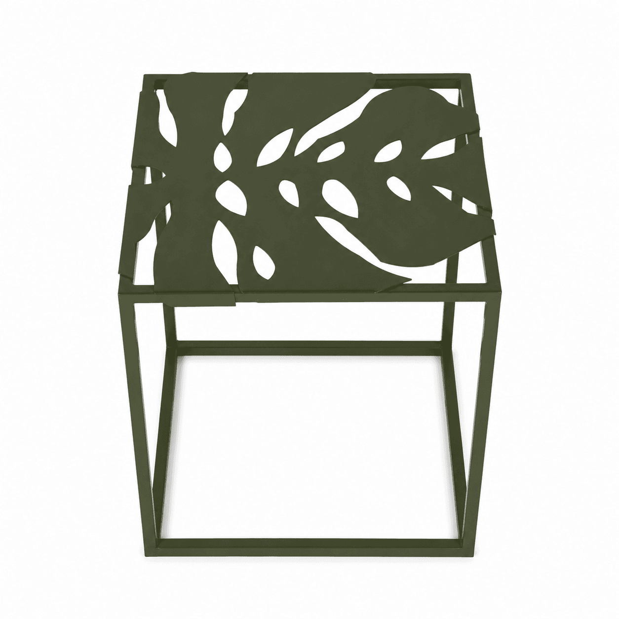 Iron Coffee Table with Laser-Cut Monstera Leaf Top 40x40cm alternate view
