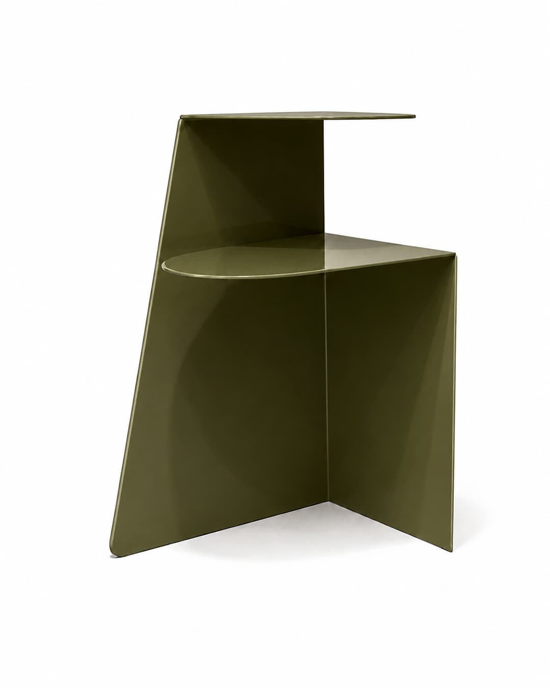 Sculptural Wave-Design Iron Coffee Table, 50x40cm - Olive