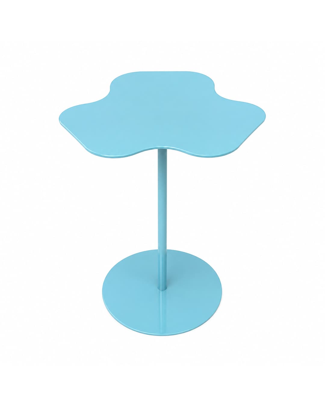 Round Iron Coffee Table, 50cm Diameter, Two Heights - Baby Blue