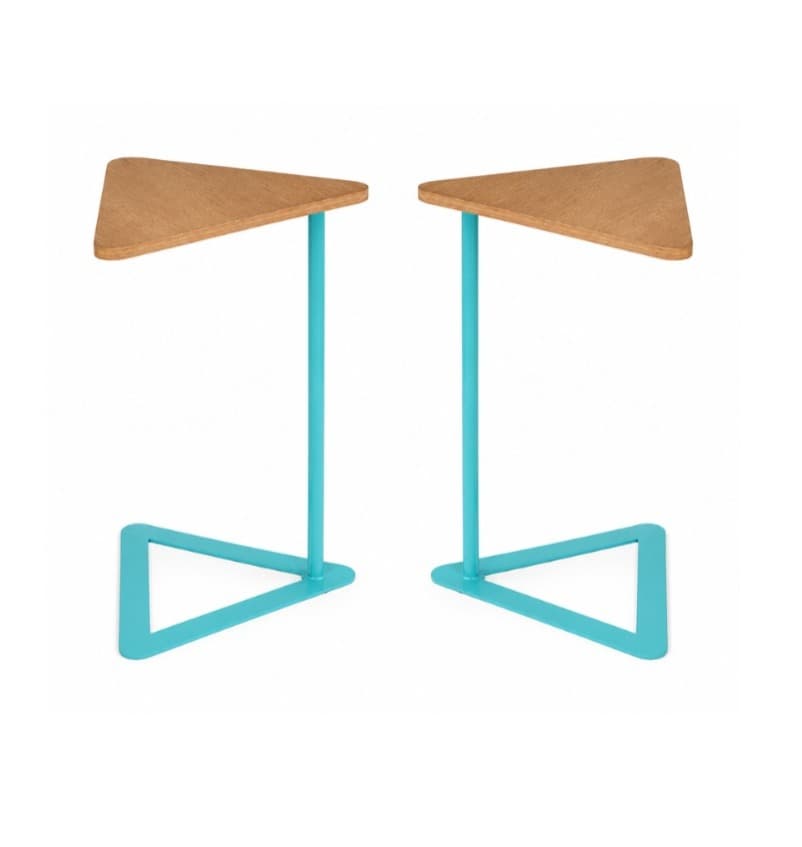 Triangle Iron & Melamine Wood Side Table, 75cm Height alternate view