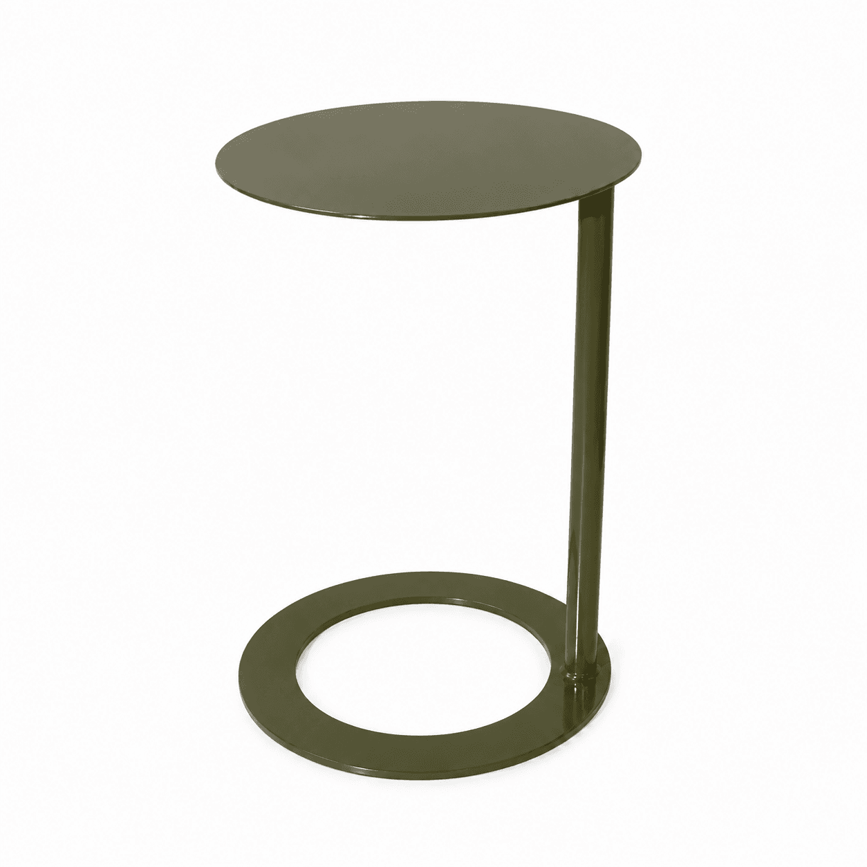 Double Ring Iron Coffee Table, 40cm Diameter - Olive