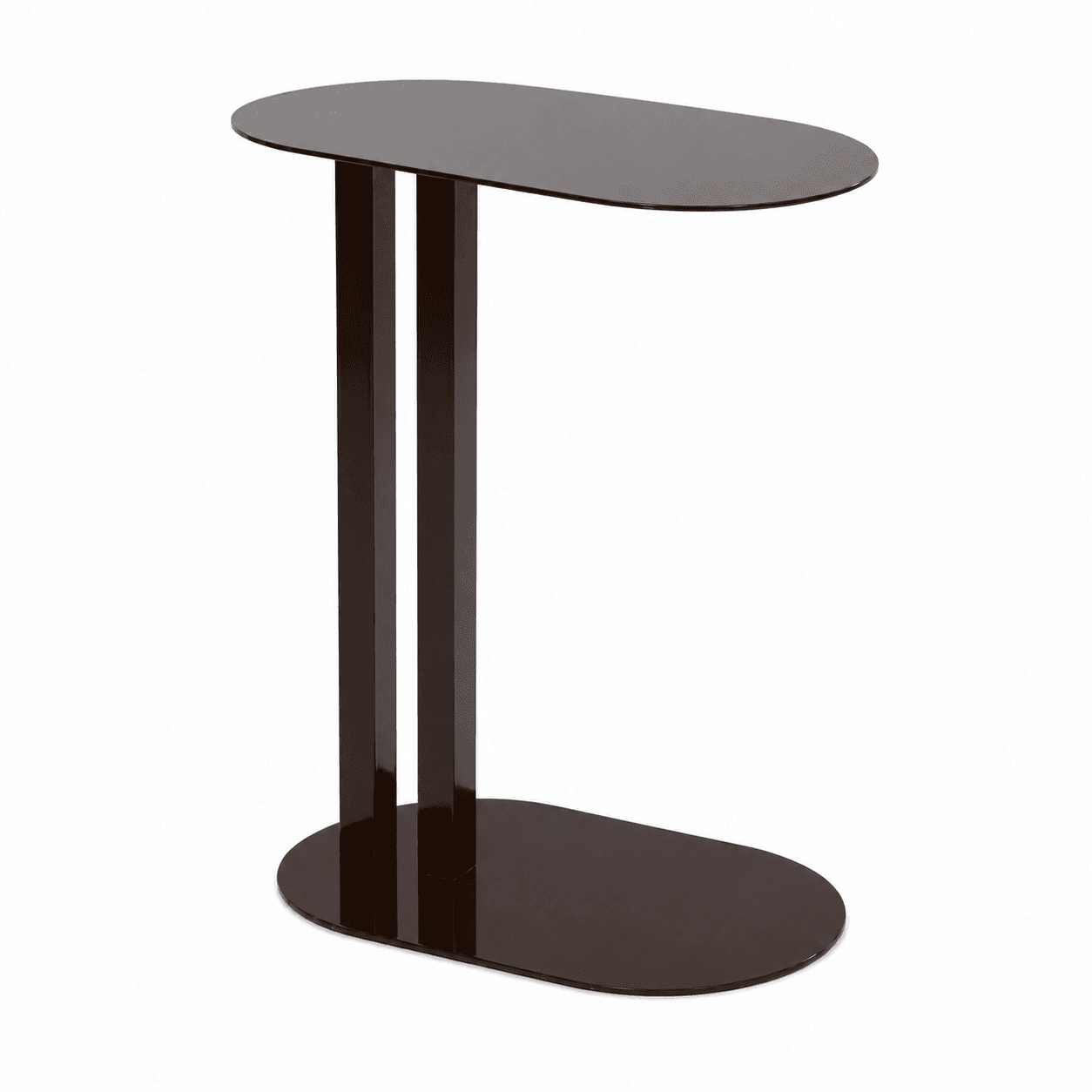 Rectangular Iron Side Table, 73cm Height - Brown