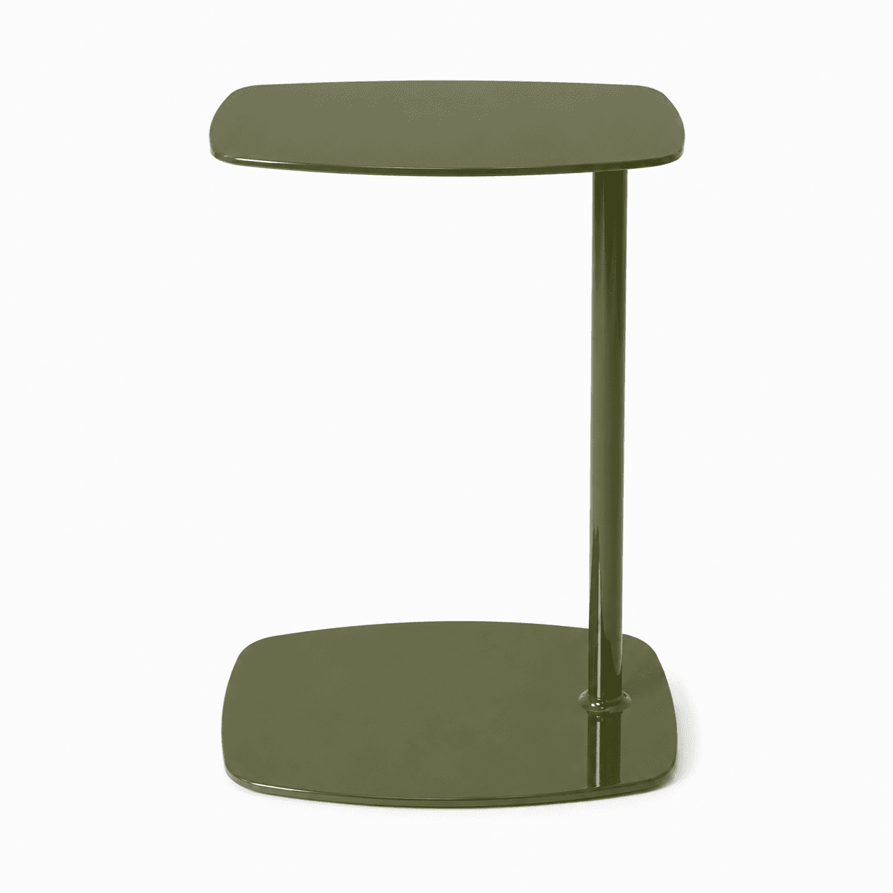 Triangle Iron Side Table, 73cm Height - Olive
