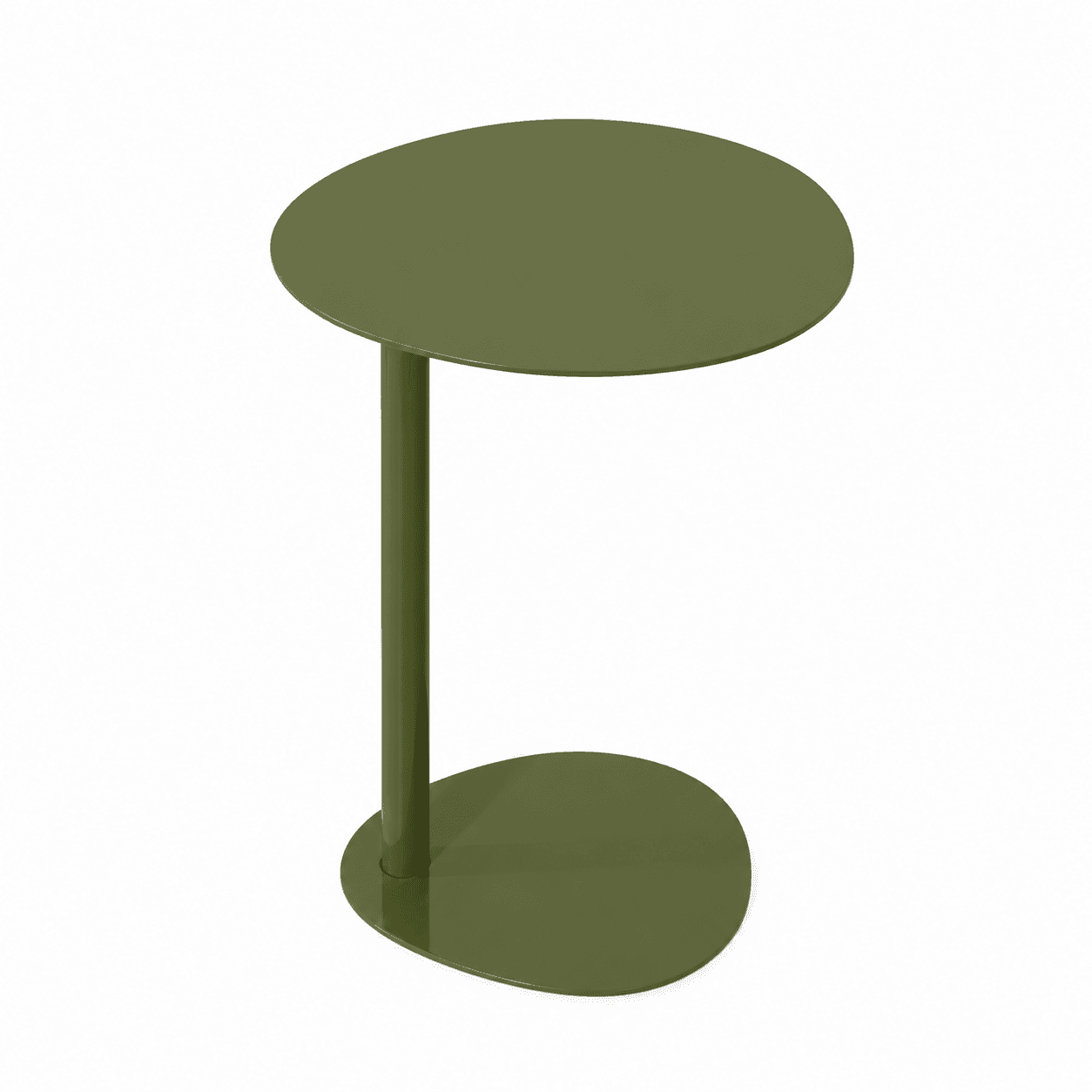 Oval Iron Side Table, 55cm Height - Olive